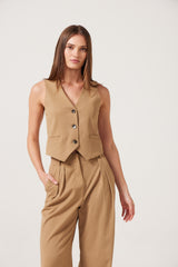 Delia Tailored Vest - Tobacco