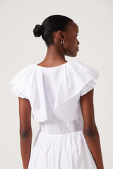 Neelah Frill Sleeve Dress - Rice Paper