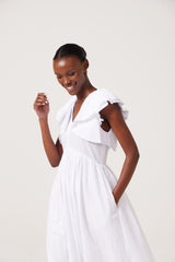 Neelah Frill Sleeve Dress - Rice Paper