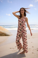 Kinto Open Back Jumpsuit - Cherry Field