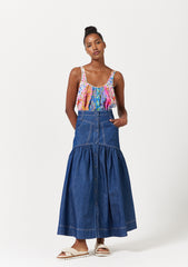 IMARI DENIM MIDI SKIRT