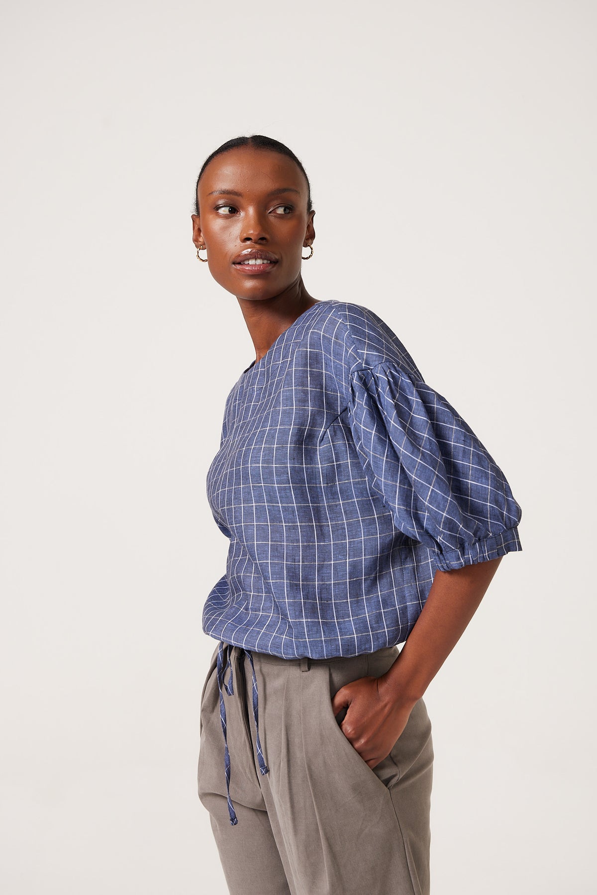 Varga Check Linen Top